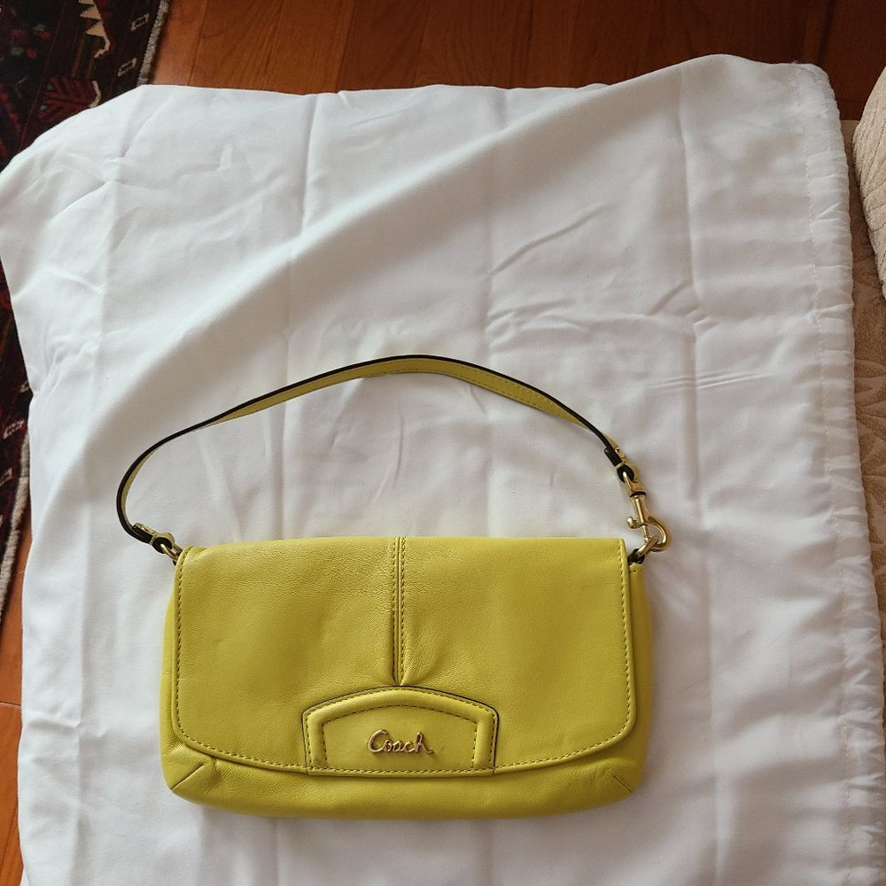 Coach Lime Green Leather Wristlet